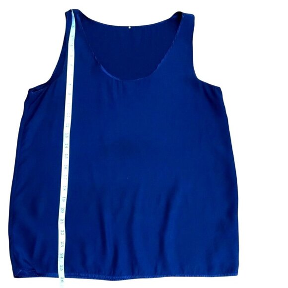 Navy Blue Women Sleeveless Top and Elastic Wasit Pleated Swing Silk Skirt Silk S - Picture 8 of 10